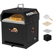 PIZZELLO 12 Outdoor Pizza Oven 4 in 1 Wood Fired 2-Layer Detachable Outside Ovens With Pizza Stone, Pizza Peel, Cover, Cooking Grill Grate, Pizzello Gusto