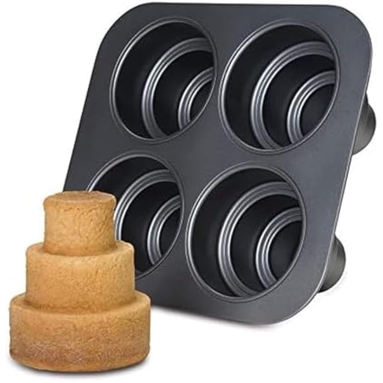 Chicago Metallic Mini Multi-Tier Round Cake Pan, Makes 4 Individual 3-Tier Celebration Cakes, Professional Grade Non-Stick Bakeware for Weddings, Showers, Parties