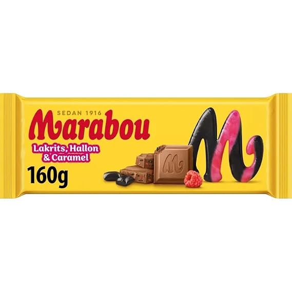 Marabou Lakrits Hallon & Caramel Milk Chocolate with Licorice, Raspberry & Caramel 160 g