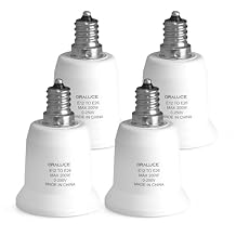 ORALUCE E12 to E26 Adapter, Candelabra to Medium/Standard Base, Light Bulb Socket Adapter Max 200W, 0-250V, Bulb Adapter Socket Converter for Ceiling Fans, Chandelier, 4 Pack