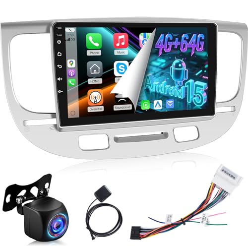 [464G] for Kia Rio 2005-2011 Upgrade Radio, NHOPEEW 9 inch IPS Touchscreen Android 15 Stereo - Wireless Carplay and Android Auto, Custom Homepage, 5GWiFi, DSPEQ, GPS, BT 5.0  Backup Camera