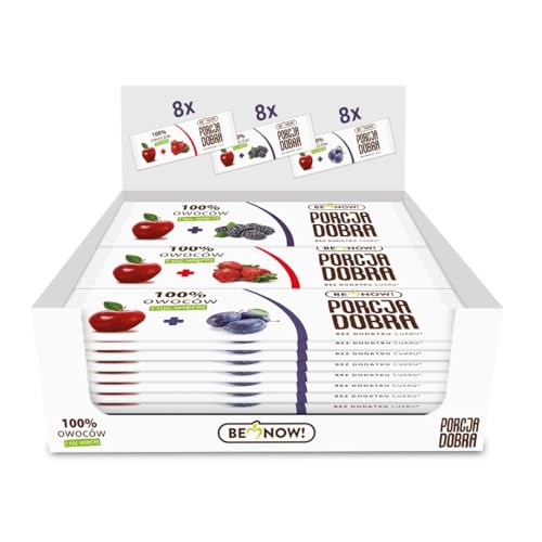 Be Now! Healthy Fruit Bars - Apple & Plum, Strawberry, Blackberry Pack of 24 100% Fruit Snacks for Kids and Adults - Sugar Free Snacks, Vegan, Non-GMO, Gluten-Free Snacks, Fruit Snacks.