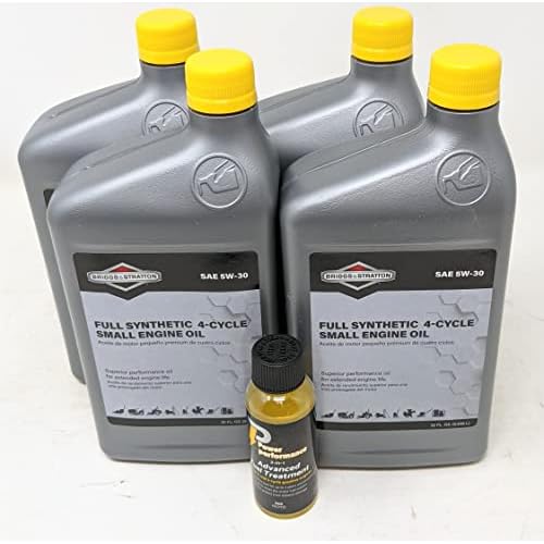 Briggs and Stratton 100074 Quart 5W-30 Synthetic Oil 4-Pack and Fuel Treatment