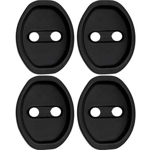 Car Door Latch Cover 4PCS Universal Silicone Lock Protector, Noise Reduction, Shock Absorption, Dust & Rust, Self-Adhesive Door Lock Latch Protector Car Accessories for Most Vehicles Black
