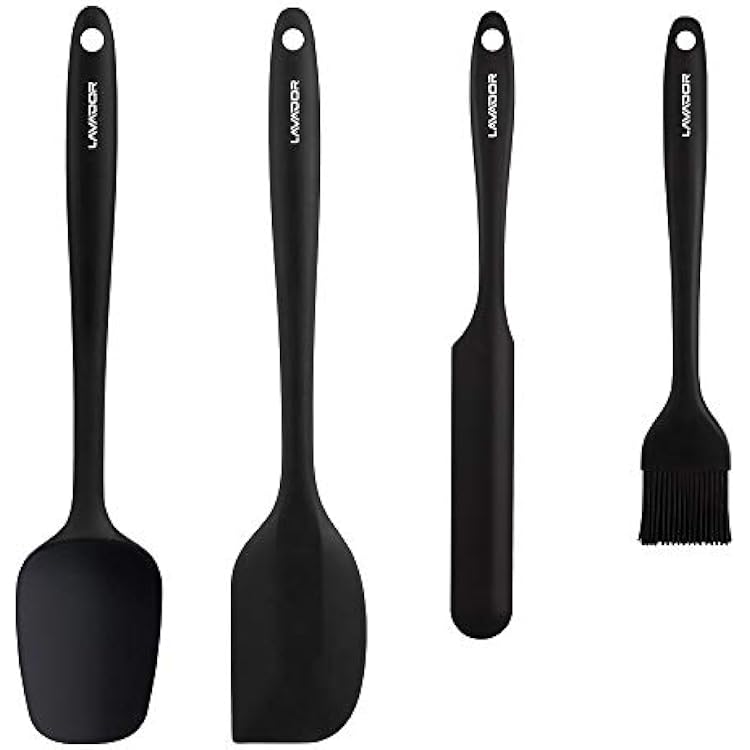 [Updated] Silicone Spatula Plus Size, 4 Piece Non-scratch Heat Resistant Rubber Spatula with Stainless Steel Core, Non Stick and Great Grips Spatulas for Cooking, Baking and Mixing