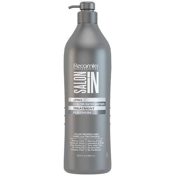 Salon In by Recamier | Platinum Color Intensifier Treatment Mask - Purple Mask for Platinum & Color-Treated Hair | Ammonia-Free & Paraben-Free | 33.8 fl oz / 1000 ml