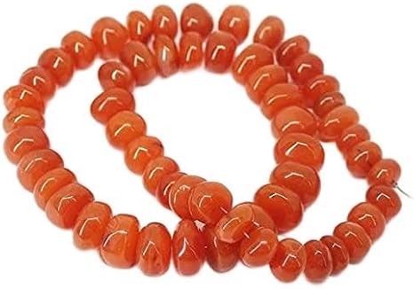 BEADS GEMSTONE Natural Orange Carnelian Smooth Gemstone Rondelle Gemstone Loose Craft Beads 18 Inch Long 8mm 11mm Code-HIGH-26279