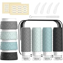 16 Pack Travel Bottles for Toiletries, TSA Approved Travel Size Toiletries Containers Set, BPA-Free Silicone Leak Proof Refillable Bottles Stackable Creams Jars Accessories Kit W/Clear Bag(Gray)