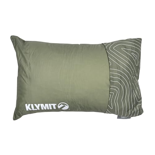 Klymit Drift Camping Pillow, Shredded Memory Foam Travel Pillow with Reversible Cover for Outdoor Use, Green, Large