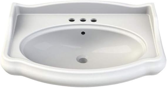 030300-U-Three Hole 1837 Rectangle Ceramic Wall Mounted Sink, White