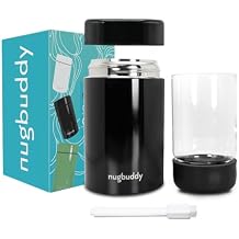 nugbuddy Airtight Storage Container - Vacuum Sealed Insulated w Nested Glass Jar - UV Protection, Temperature Controlled Stainless - Whiteboard Finish w Marker Included - 300 ml (3/4 Oz)