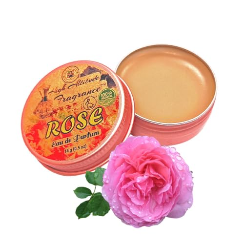 ROSE Perfume - Eau de Parfum - Solid Balm - Natural Essential Oils Aromatherapy Fragrance Tea Rose, De Mai, Otto, Rosa Damascena, Centifolia, Gardenia Travel Size, Party Guest Favors Gifts - 0.5oz