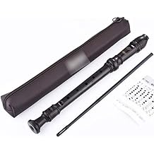Music Recorder Instrument,Beginners Practice 8-Hole C Soprano Recorder, German/Baroque Playing Clarinet and Wind Instruments, Storage Bag + Cleaning Accessories + Fingering Table
