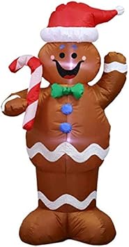 5ft Christmas Inflatable Gingerbread Man Decor Yard Indoor/Outdoor Inflatable Decoration for Christmas Party Porch/Yard/Garden/Lawn