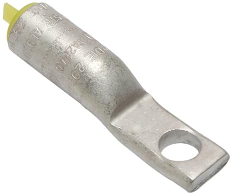 Burndy YA8CL2-BOX One Hole Hylug Code Conductor Standard Barrel Copper Compression Terminal, #8 AWG, #8 Weld, 37/24, #6 Solid Conductor, 5/16" Stud Hole Size, 0.52" Tongue Width, 1.38" Length,Red