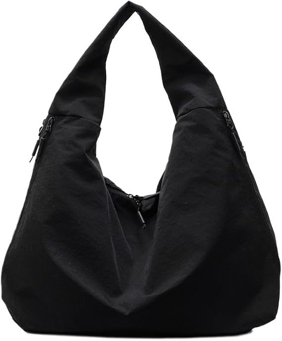Women's Slouchy Crescent Hobo Bag Small Nylon Draped Tote Shoulder Dumpling Moon Bag Work Travel Handbags