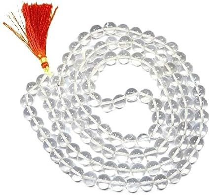 Presents Clear Crystal Quartz Sphatik Jaap Mala for Pooja and Astrology Certified (108+1 Beads;Bead Size 6 Mm) #Frienemy-2781