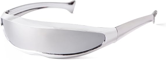 KFPH Futuristic Narrow Sunglasses Robot Space Rave Futuristic Glasses Personality Cosplay Cyclops Cool Glasses
