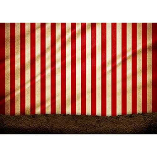 BELECO Circus Carnival Photography Backdrop Fabric 5x3ft Red and White Stripes Circus Tent Backdrop Evil Clowns Circus Carnival Themed Halloween Party Decor Baby Kids Adults Portrait Photo Props