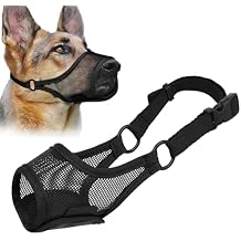 LUCKYPAW Dog Muzzle, Mesh Dog Muzzle for Large Medium Small Dogs, Soft Mouth Guard for Biting Chewing, Breathable Mouth Cover with Adjustable Strap for Training (Black, M(Snout:8.75"-9.5"))