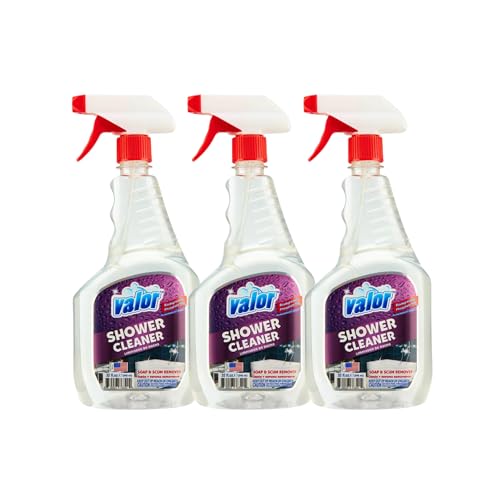 Valor Shower Cleaner Spray Soap Scum & Hard Water Stain Cleaning Solution for Bathroom, Tub & Tile, 32 Fl Oz Pack of 3