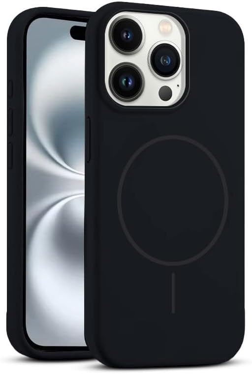Zebana Apple iPhone 15 Pro Max ile Uyumlu Kılıf Zebana Liquid Soft Silikon Kılıf (Kablosuz Şarj Destekli) Siyah