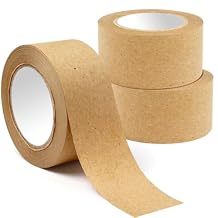 3 Pack Brown Paper Tape,Water Activated Tape Kraft Tape Cardboard Tape for Packaging, Shipping (36 mm x 89 yd)