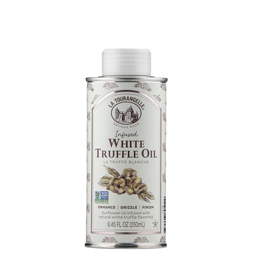 La Tourangelle, White Truffle Oil, Complex Gourmet Earthy Flavor for Drizzling over Pasta, Popcorn, Vegetables, Potatoes, Soup and More, 8.45 Fl Oz