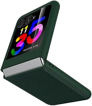 Case for Motorola Razr Plus 2023 Razr 2023 with Cover Screen Protector, Genuine Leather Phone Case for Moto Razr 2023 - Green