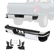 Rear Step Bumpers Assembly W/Park Assist Sensor Holes and Conner Step replacement for Chevy Chevrolet Silverado 1500/GMC Sierra 1500 2014-2018 back bumper Chrome GM1103175,GM1103179