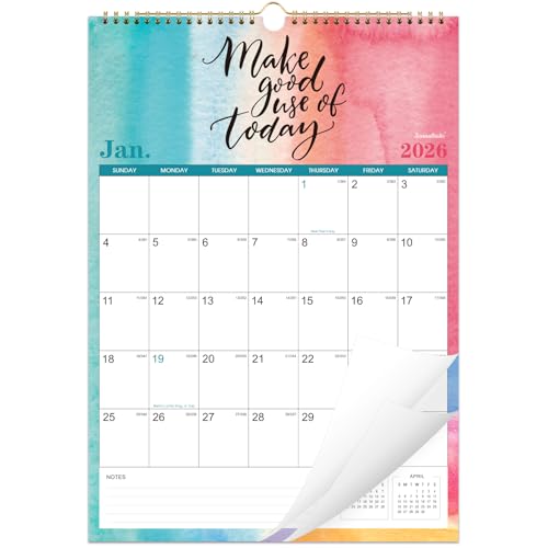 2026 Calendar - 2026 Wall Calendar, January 2026 - December 2026, 12 Monthly with Thick Paper, 12 x 17, Large Blocks with Julian Dates, Twin-Wire Binding, Hanging Hole