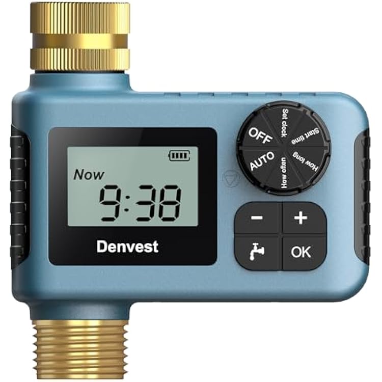 Hose Timer with Brass Inlet & Outlet, Water Timer for Garden Hose Faucet, Sprinkler Timers Outdoor, Irrigation Timers with Rain DelayManual for GardenOutdoor Hose, Yard, Lawns, 1 Outlet