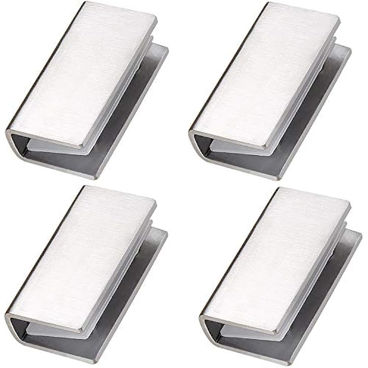 DOKU HOME DOKU 4Pcs Adjustable 304 Stainless Steel Glass Clip Clamp Support 0.32 Inch Inch8mm-0.48 Inch Inch12mm Glass Shelf Brackets, Space Saving Bathroom Wall Mounted, Brushed Finished