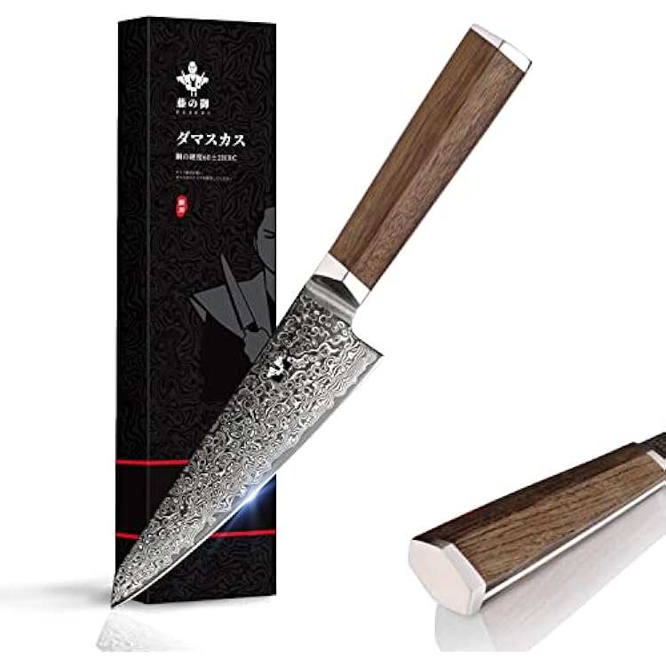 Chef Knife 6 inch, Professional Chef Knife VG 10 Damascus Super Steel 67-Layer Razor Sharp Kiritsuke Knife with Natural Wood Handle