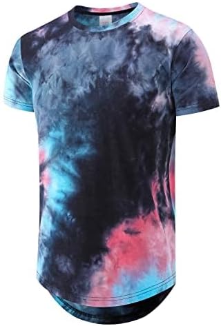 Men's Hip Hop Tie Dye T-Shirt | Trendy Hipster Style with Curve Hem | Casual Streetwear Tee for Men