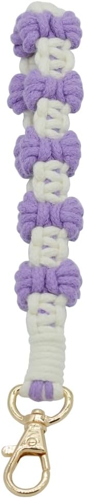 Boho Macrame Cute Butterfly Wristlet Key Chain Ring Handmade Keychain Bracelet Wrist Lanyard for Women Girls