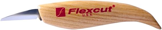 Flexcut Detail Knife, High Carbon Steel Blade, Ergonomic Ash Handle, 1-1/2 Inch Blade Bevel Length (KN13)