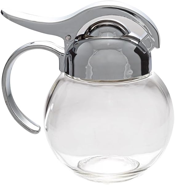 Millvado Syrup Dispenser, Restaurant Style Glass Honey or Maple Syrup Dispenser,10 Ounces, Dishwasher Safe