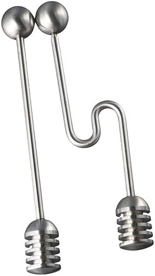 2 Pieces Honey Dipper Sticks 6.3 Inch Stainless Steel Honeycomb Stick Spoon Honey Wand Stirrer for Honey Pot Jar Containers, Straight and Curved