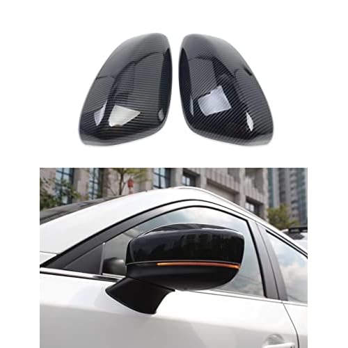 Kadore for Mazda CX-9 CX9 2017-2023 Fiber Style Side Door Rear View Mirror Caps Cover Trim 2pcs