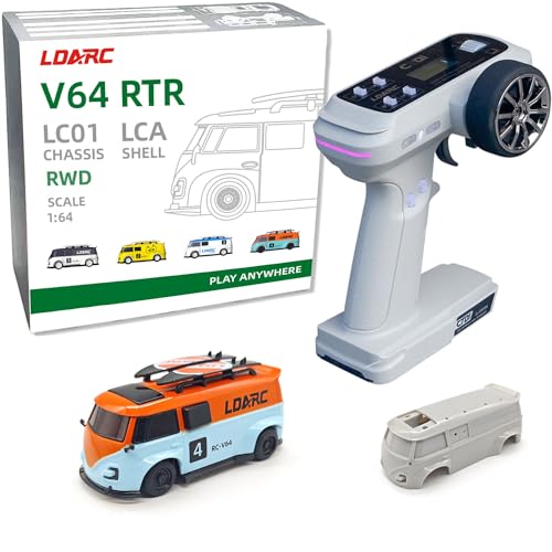 LDARC 1:64 Scale Mini RC Sports Car 2.4Ghz Ideal for Racing Enthusiasts, Racing Remote Contrl Cars Model with RGB Lights  with DIY Interchangeable Body CaseOrange