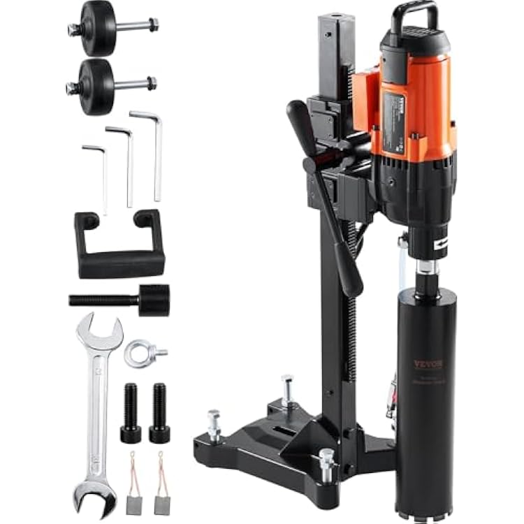 Diamond Core Drilling Machine, 10in Wet Concrete Core Drill Rig with Stand Wheels, 750RPM Speed & 1-14 Thread & Lifting Handle, 10in Drilling Diameter for Concrete Brick Block Stone, 2500W