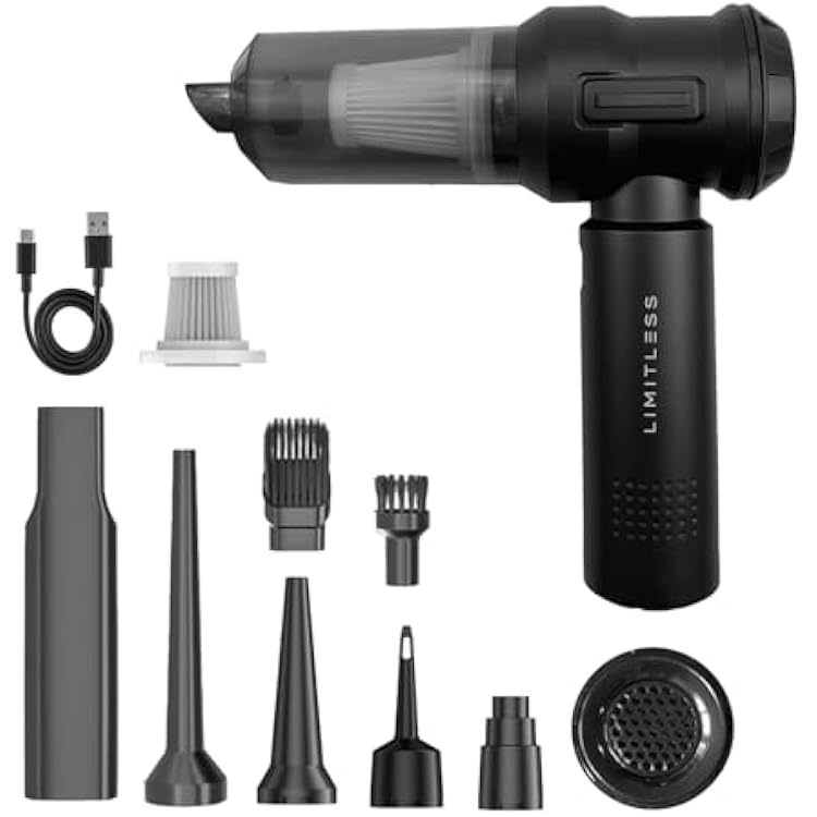 Limitless 2-in-1 Portable Cordless Powerful 3-Mode 14000Pa Handheld Vacuum & Air BlowerPump with Carrying Case  Attachments