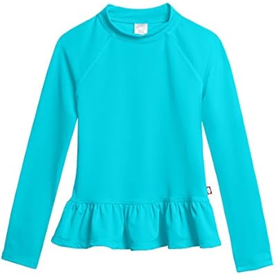 Made in USA Girls Rash Guard Peplum Long Sleeve Sun Shirt Rashguard SPF50