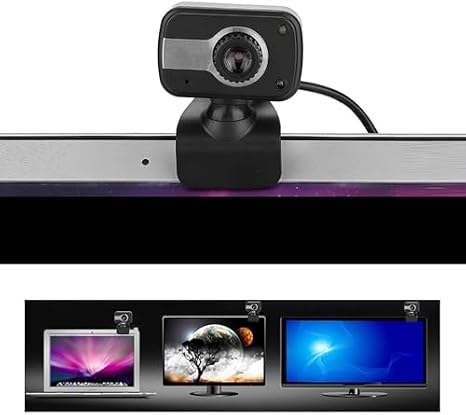 Webcam with Microphone, 640 x 480/0.3Mp USB Camera with Clamp Mount Support 360 Rotation and 30 Vertical Adjustment Suitable for Desktop PC Laptop