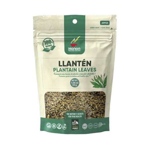 Hanan Plantain Leaf Tea Llanten 1.1 oz 30 g - Loose, Dried Llanten Plant Leaves from Peru, 1.06 Ounce Pack of 1