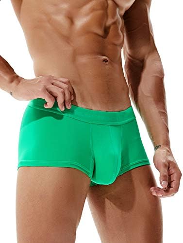 SEOBEAN Mens Trunk Boxer Brief Nylon Solid Color Elastic Underwear