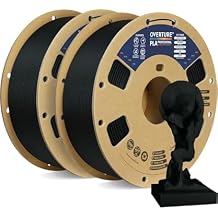 OVERTURE PLA Plus (PLA+) Filament 1.75mm, Stronger & More Durable, Professional Toughness 3D Printer Filament 1kg (2.2lbs), High Precision +/- 0.02mm, Tangle-Free (Black,2-Pack)