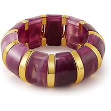 YBMYCM Acrylic Chunky Bangles Bracelets for Women Resin Gold-plated Stackable Stretch Bracelet Wide Wristbands Gift Jewelry