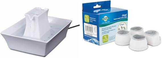 PetSafe Drinkwell Pagoda Pet Fountain and Replacement Carbon Filters Bundle